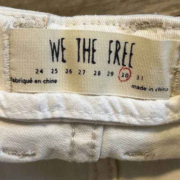 Women's We The Free Denim Mini Skirt SZ 30 Cream White Jean Pockets Stretch - Picture 6 of 8